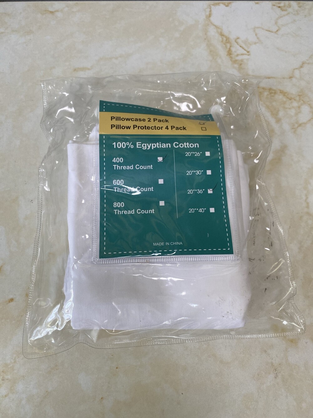 New White Egyptian Cotton 400 Thread Count King Pillowcase 20x36 Single